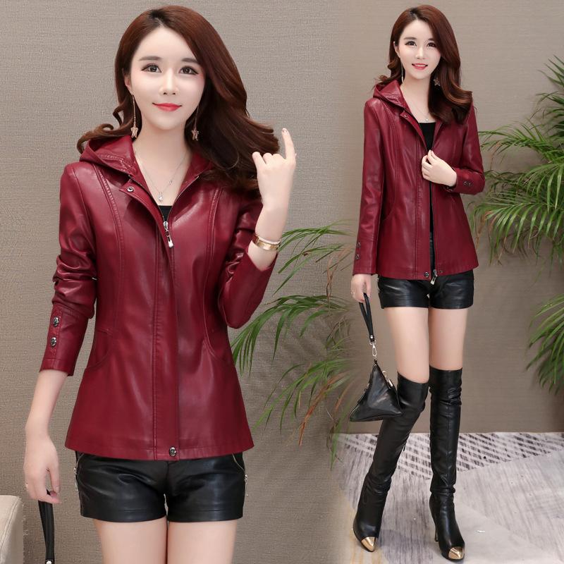 Spring Autumn Genuine Leather Jacket Women Clothes Slim Hooded Real Leather Jacket Ladies Long Sleeves Sheepskin Coats 5XL