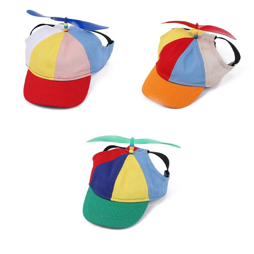 Detachable Pet Propeller Hat Sunproof Dogs Helicopter Top Hat Colorful Dog Baseball Cap Outdoor