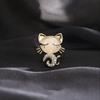 Elegant Kitten Zircon Brooch: Cat's Eye Stone Pin for Lapel Corsage and Anti-Exposure Style.