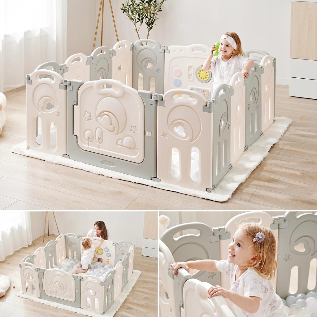 Fortella Манеж Cloud Castle складной популярный большой детский круг высота 62 см игрушечная панель с дверью простая сборка детский забор детская перегородка манеж детский