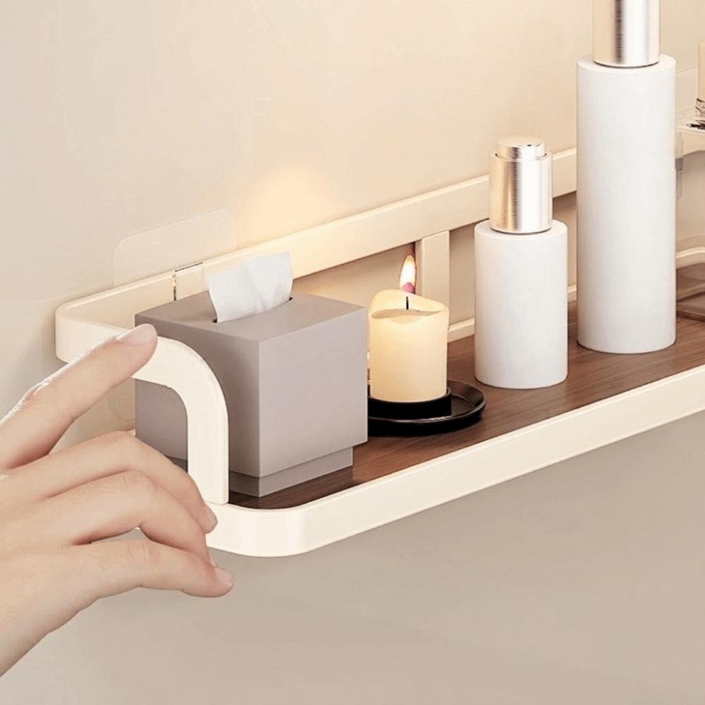 Carbon Steel Wall Mounted Storage Shelf No Drill Bathroom Shelves Makeup Organizer for Kitchen