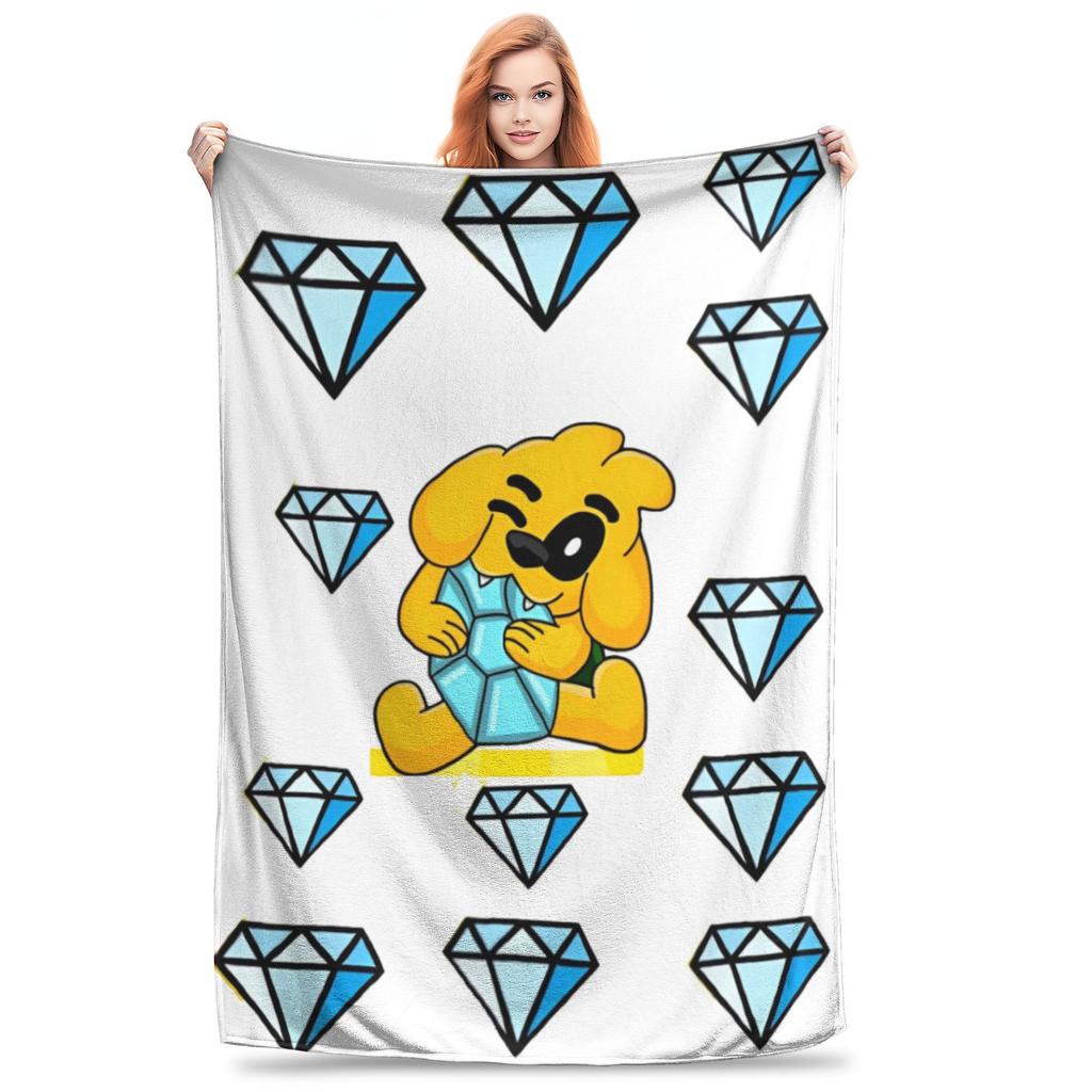 Mike-cracks Game Cartoon Dog Blanket Cover Diamond Love Wool Throw Blankets Home Couch Decoration Soft Warm Bedspread
