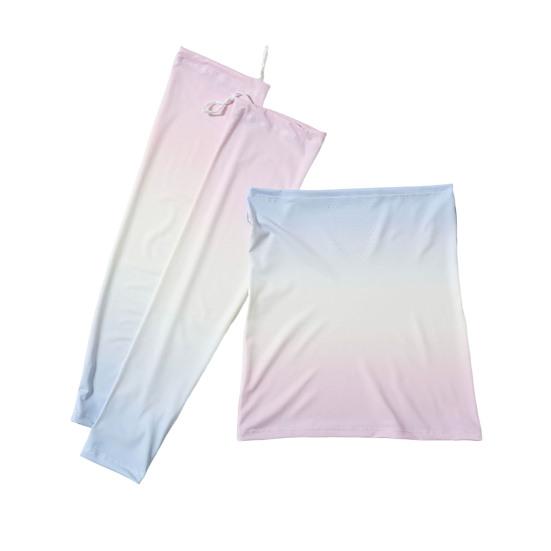 2Pcs/Set Face Guard Sun Protection Oversleeve Set, Ice Silk Cooling Fabric Arm Sleeves with Thumb Buckle Cuffs, Outdoor Cycling Driving Beach Summer