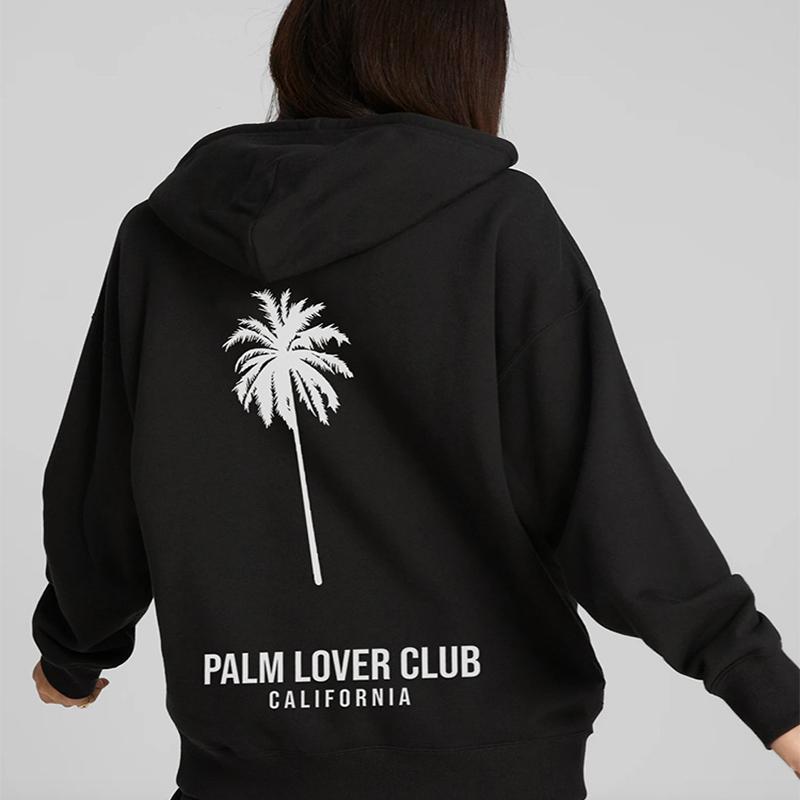 Palm Lover Club Женские хлопковые свитшоты с калифорнийским принтом, индивидуальные винтажные повседневные свитшоты, трендовые универсальные пуловеры для пар