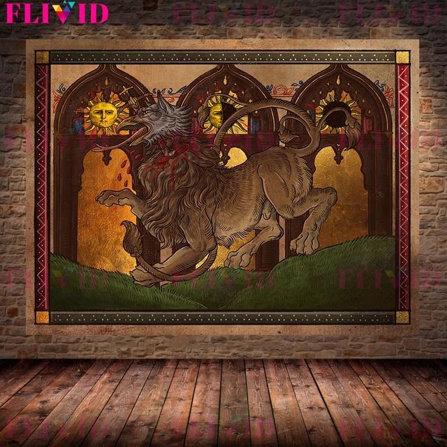 Существа из народных ужасов, настенное искусство в стиле ретро, картины маслом, ретро-искусство, плакаты и печатный домашний декор без рамок