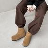 Кара Линшань меховые зимние сапоги на плоской подошве короткие сапоги женские универсальные шерстяные сапоги 2025 осень и зима новые широкие сапоги
