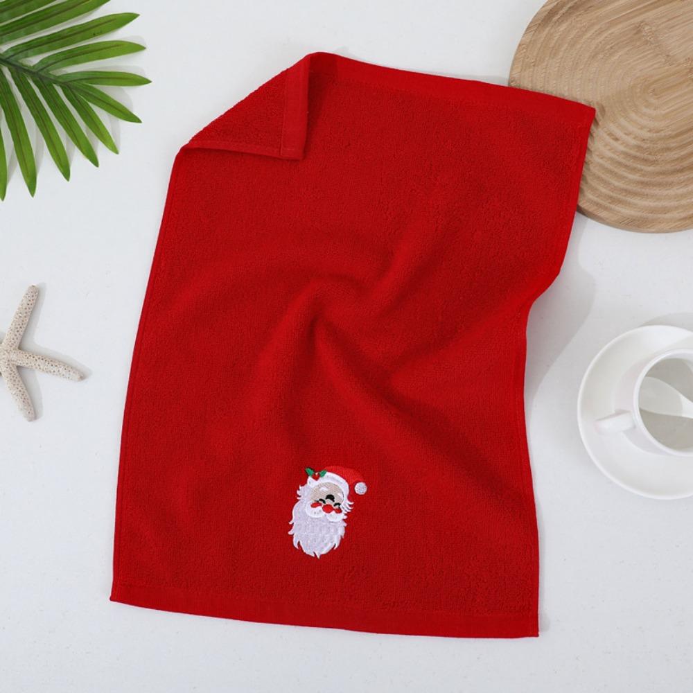 New Year Towel Classic Solid Xmas Tree/Snowman/Santa Claus Embroidery Bath Towel 45x32cm Christmas Hand Towels