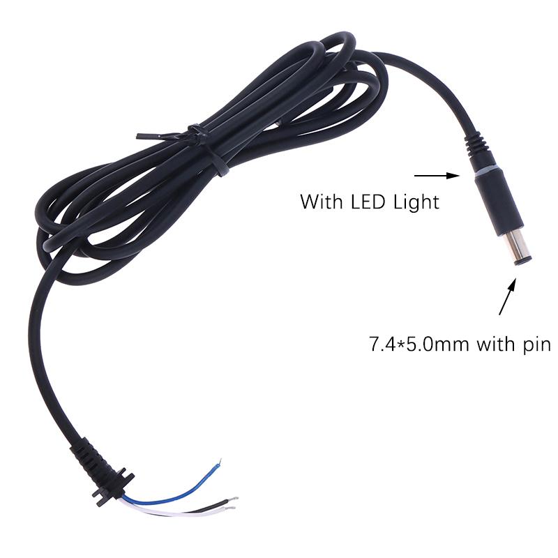 Подходит для адаптера зарядного устройства ноутбука Dell HP, черный штырь 7,4 X 5,0 мм со светодиодной подсветкой, 1,8 м, медный штекер постоянного тока, соединительный шнур, кабель
