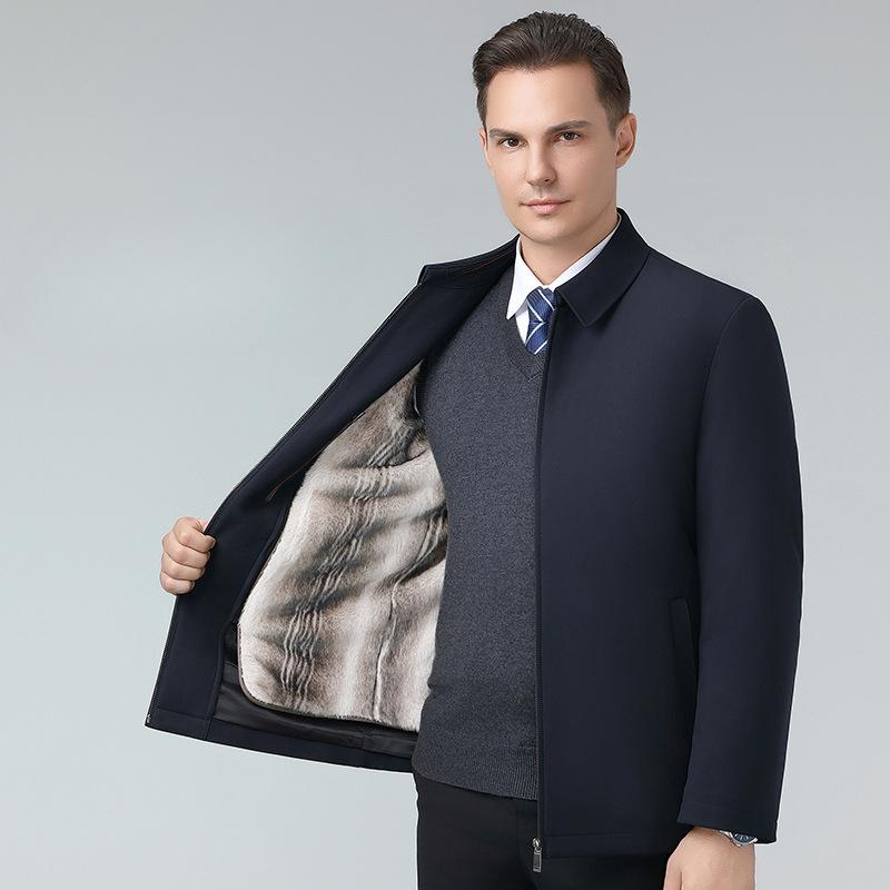 Куртка со съемной норковой подкладкой, мужская зимняя куртка для папы среднего возраста с утолщенными лацканами