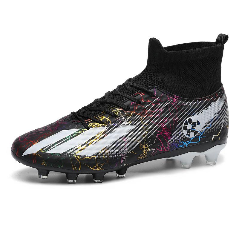 Футбольные бутсы 2025 года с высоким верхом для мальчиков и детей с шипами и шипами, соревновательные тренировочные бутсы для молодежи и студентов для искусственного газона