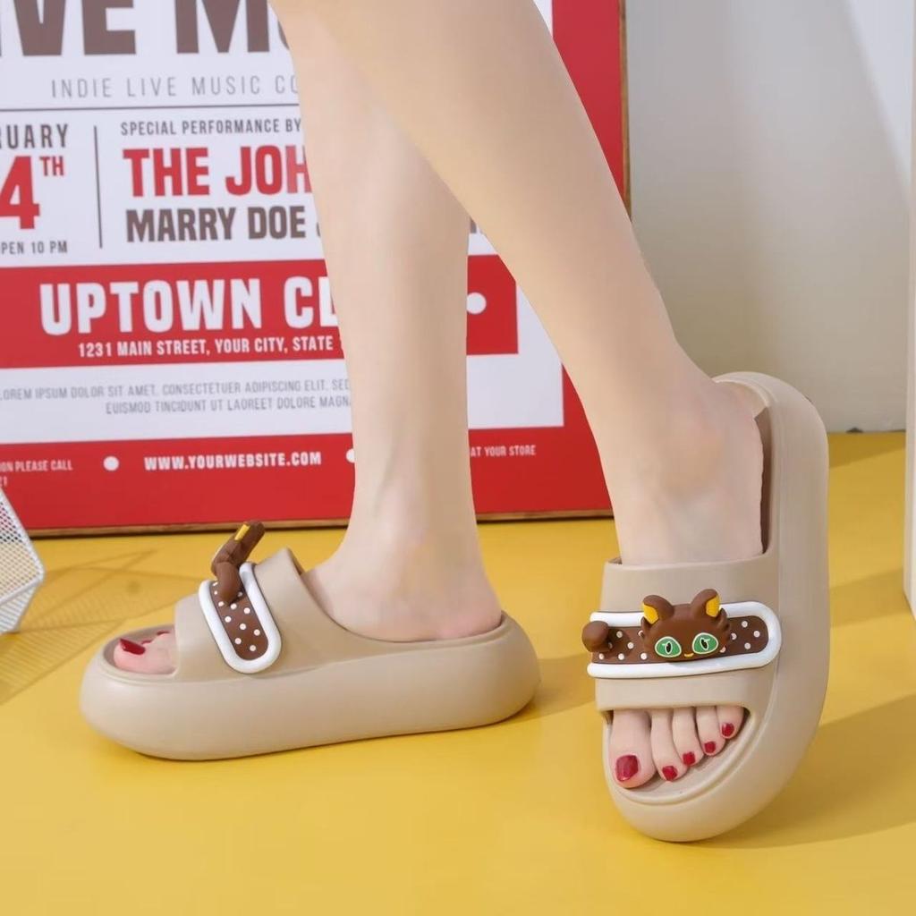 Пляжные сандалии Eva, тапочки-слайды для женщин, симпатичные нескользящие тапочки с толстой подошвой для улицы, летние тапочки для кошек