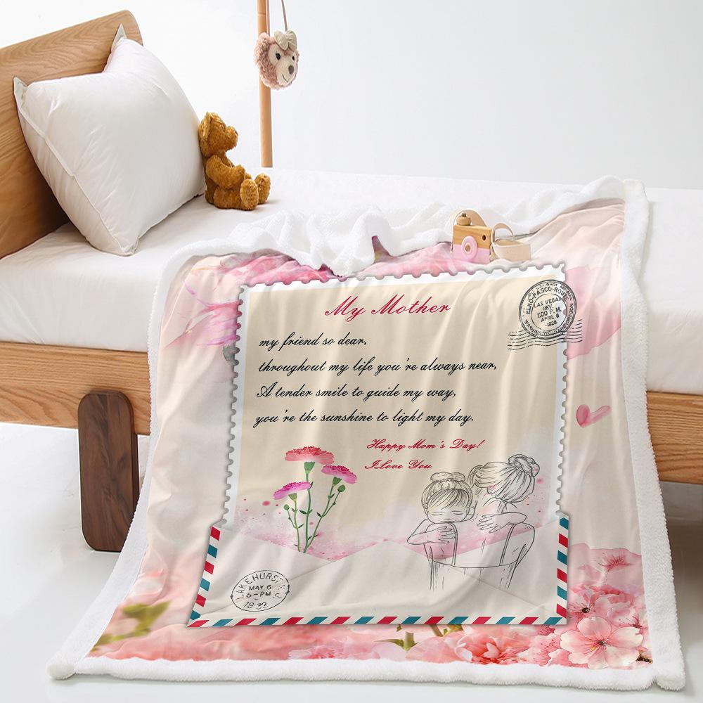 Couple simple painting 2D digital printing thickened lamb wool crystal fleece blanket one piece