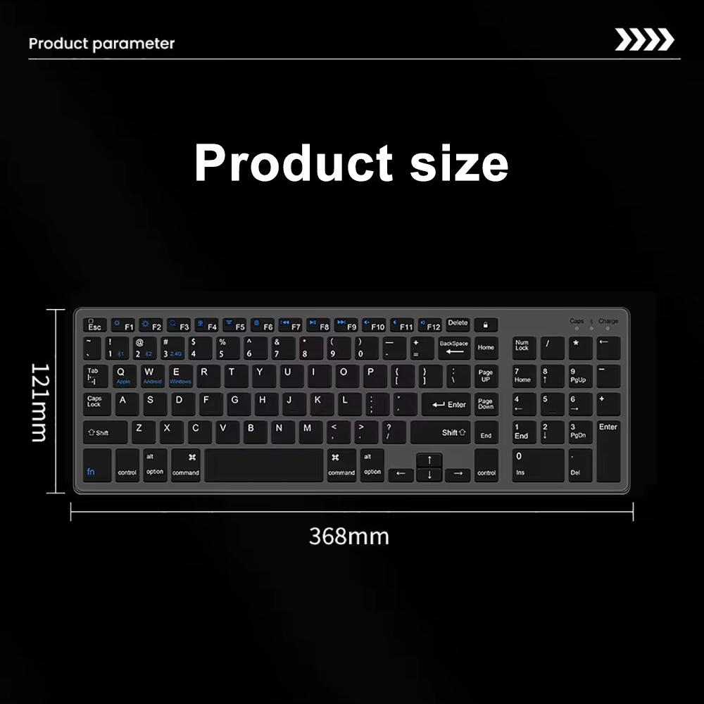 Беспроводная клавиатура Bluetooth 5.0 клавиатура 102 клавиши USB C перезаряжаемая клавиатура для Android Ios Windows