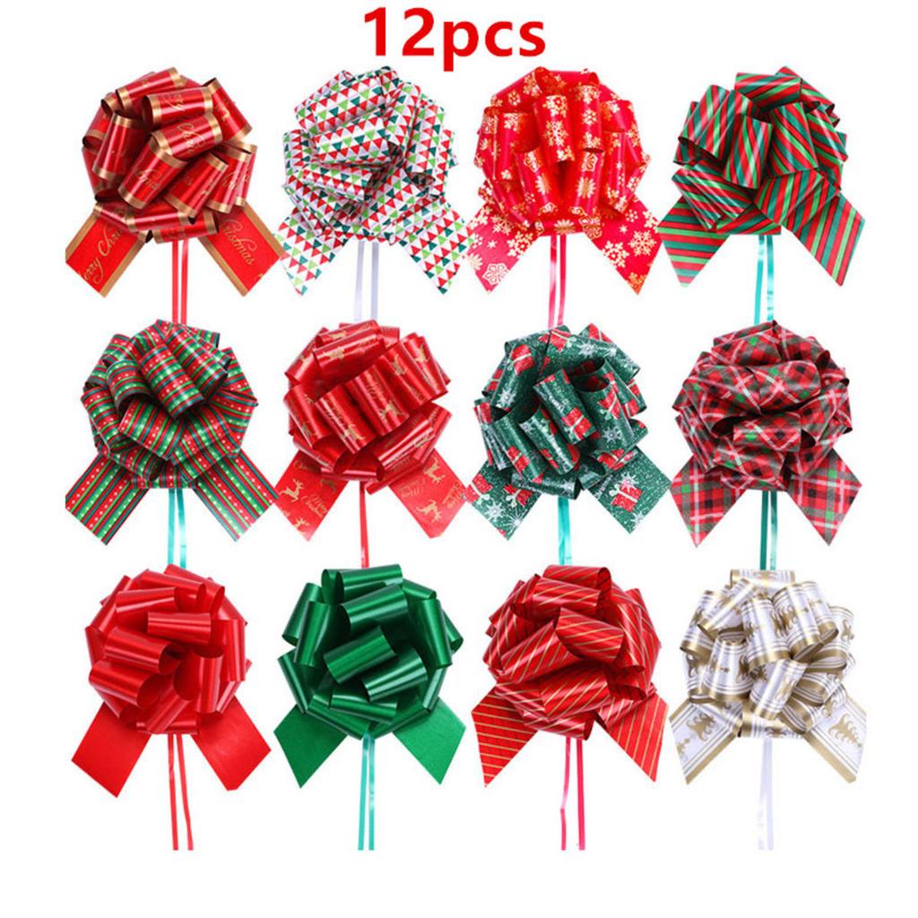 Christmas Pull String Bows  Gift Bows Ribbon for Xmas Present Wrapping Florist Flower Basket Decoration