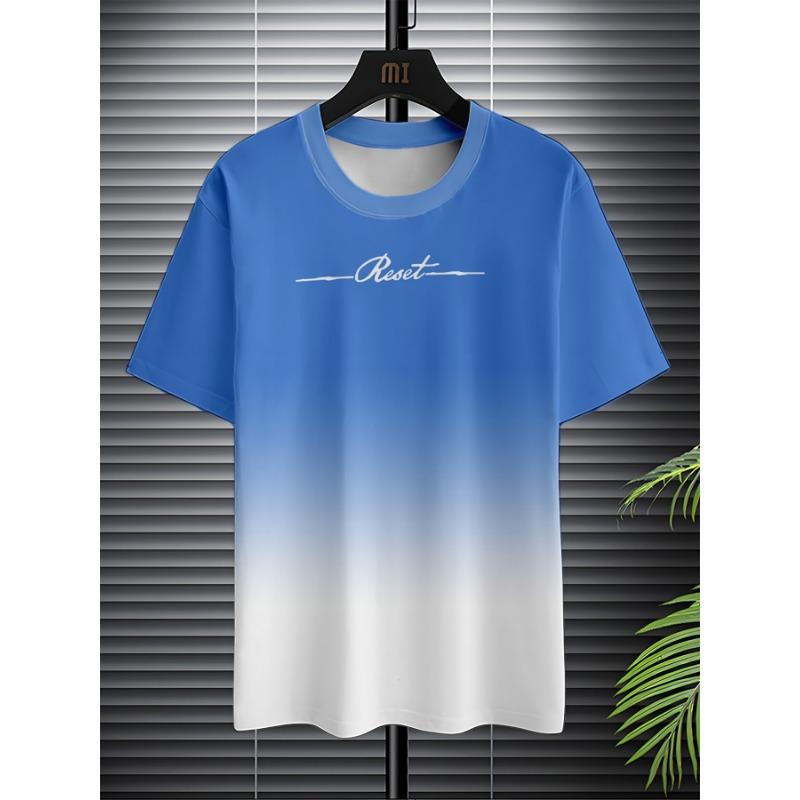 Летний топ с круглым вырезом и 3D-печатью с градиентными буквами, модные повседневные футболки с короткими рукавами для мужчин