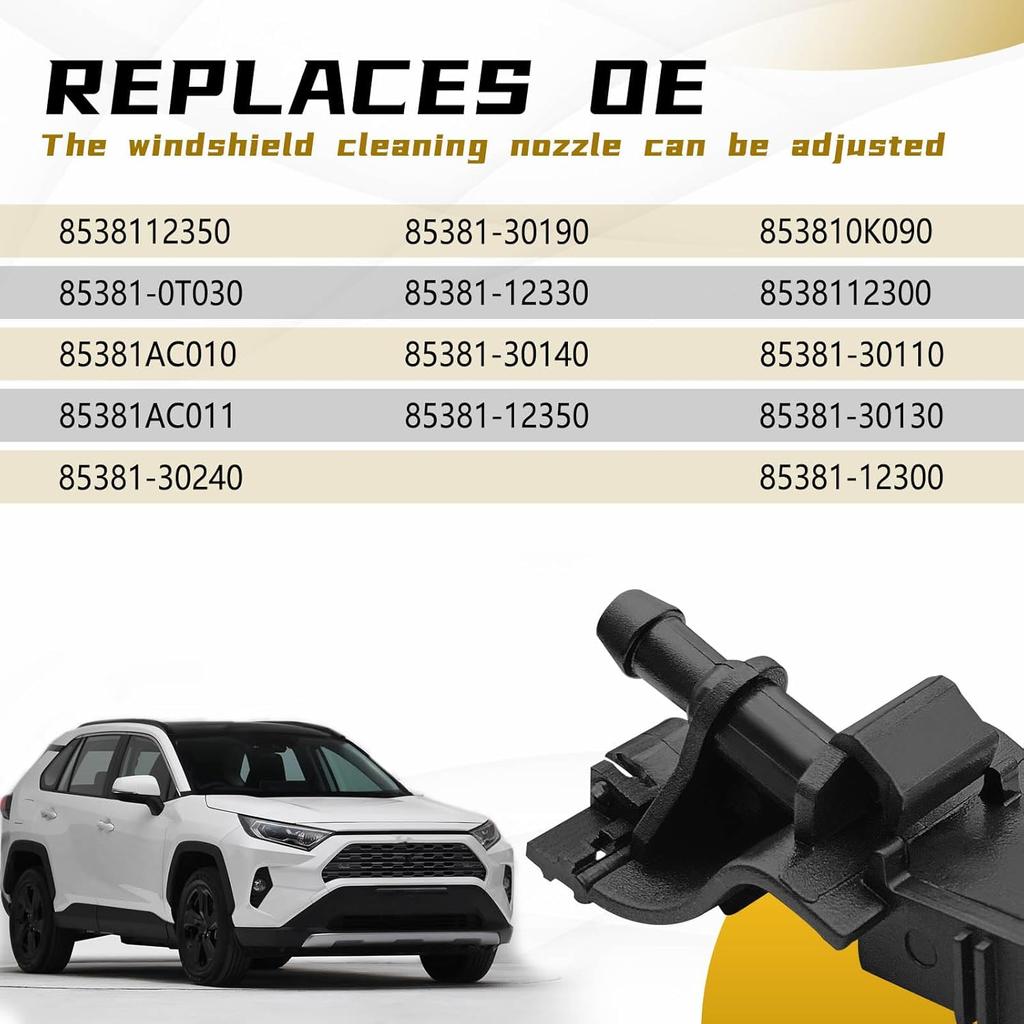 2 шт. форсунки омывателя лобового стекла, Совместимы с Toyota RAV-4 2006-, Corolla 2006-2014, Camry 2018-2025, Lexus ES250 -2024, GX460 2010- и др., Замена
