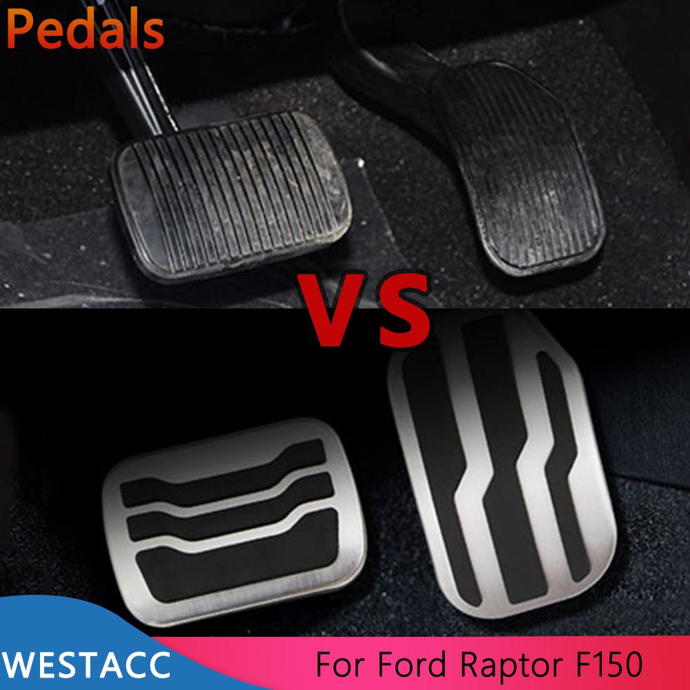 Педали из нержавеющей стали для автомобиля, акселератор, газ, педаль тормоза, защитный чехол для Ford Raptor F150 2015 - Интерьер