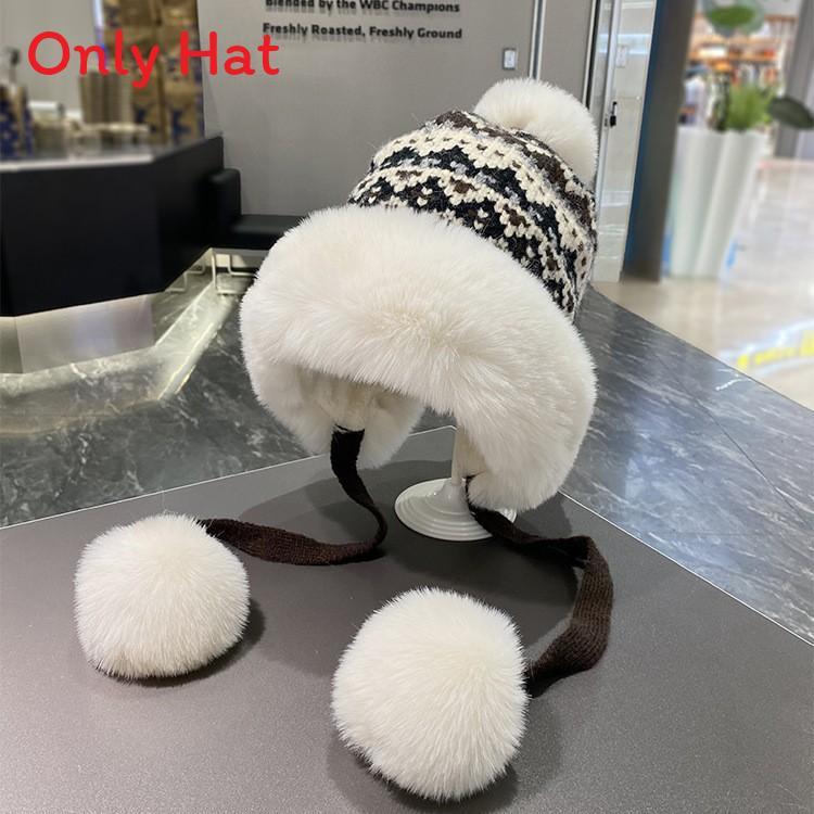 Traditional Style Knitted Hat For Women With Ear Protection And Neck Guard For Winter Cold Weather