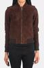Bomber Brown Suede Original Leather Stylish Fashionable Women's Handmade Jacket