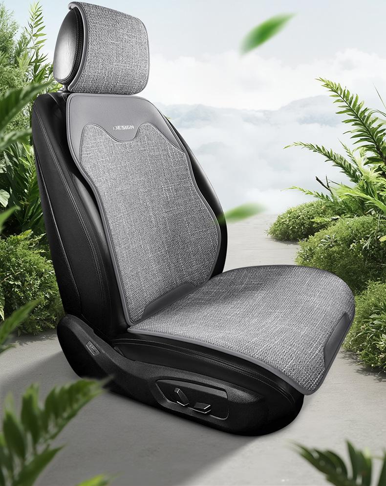 Универсальная льняная подушка для автомобильного сиденья - Дышащая, всесезонная, полуобернутый чехол