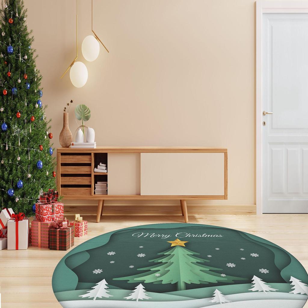 Рождественская концепция Декоративный тонкий машинный тканый хлопок Нескользящая основа Моющийся ковер для комнаты