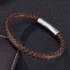 Vintage Jewelry Of Men Brown Genuine Braided Leather Bracelet Stainless Steel Clasp Bracelets Bangles Gift