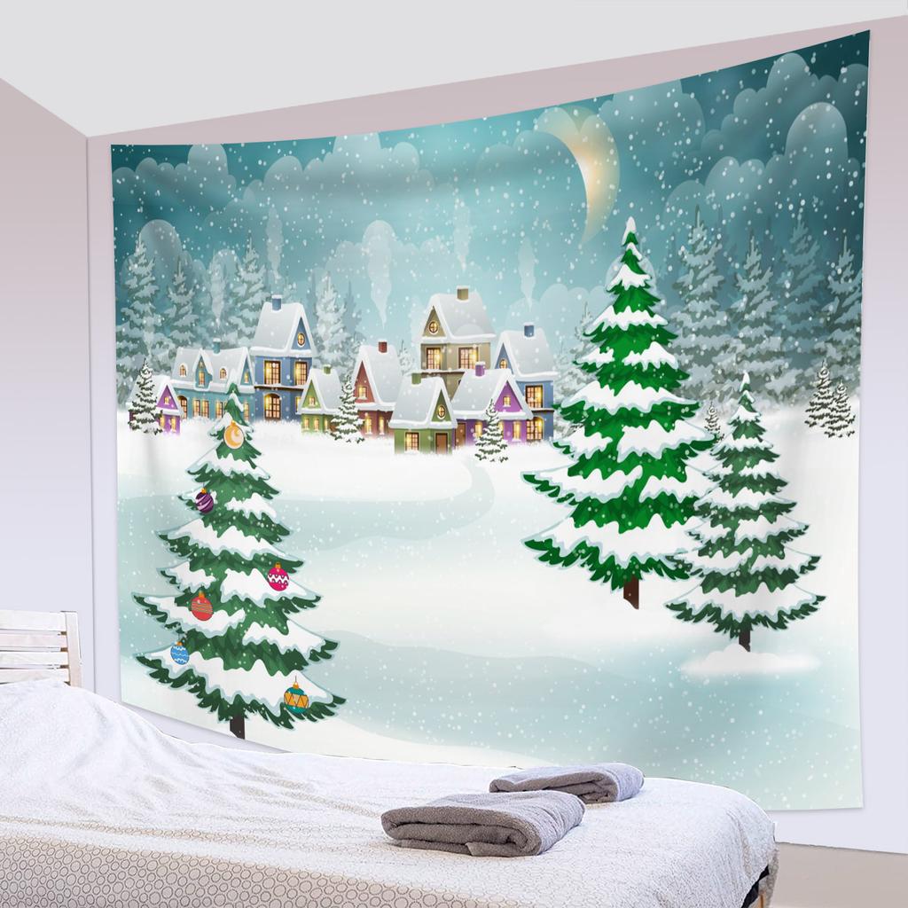 Party Living Room Bedroom Dorm Wall Decor Backdrop Fabric Christmas Fireplace Christmas Tree Printing Home Decor Tapestry