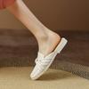 Fashion NEW Summer Women Mules Split Leather Shoes for Women Round Toe Low Heel Shoes Cover Toe Slingback Women Sandals Knot Slippers