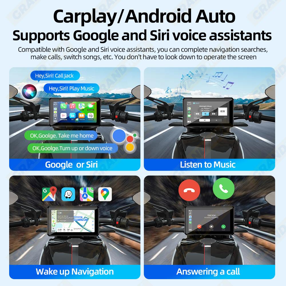 5-дюймовая Навигация для Мотоцикла CarPlay GPS Беспроводной CarPlay Android Auto IP67 Дисплей Портативный Мото Монитор