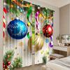 2pcs Christmas Tree Festive Ornaments Semi-Sheer Curtains Rod Pocket Design for Living Room Kitchen Bedroom Windows Decor