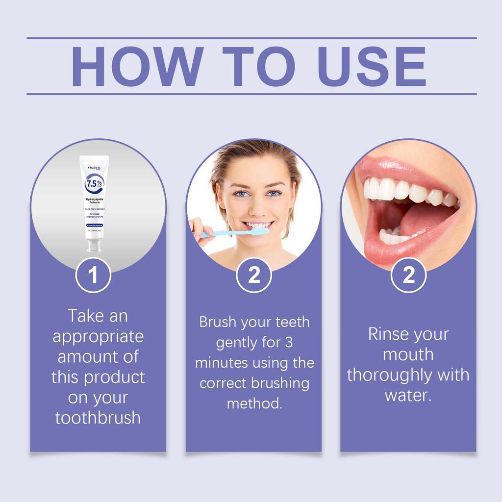 Oralhoe Заботливая зубная паста для бережной чистки, отбеливания пигментированных зубов, удаления желтого зубного камня и устранения запаха.