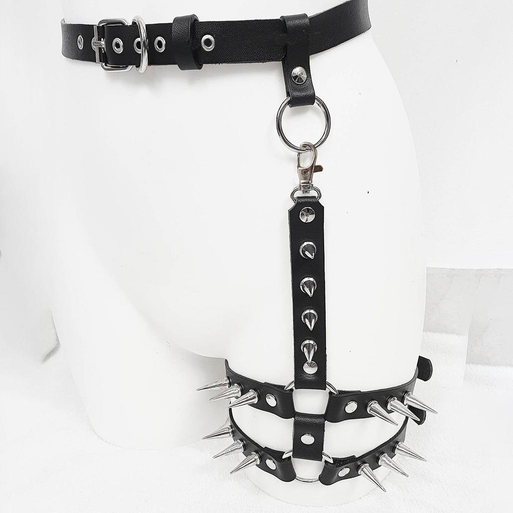 Кожаные портупеи для ног для женщин готические Односторонний ремешок на ногу Регулируемый для вечеринки Косплей кожаная портупея с подвязками