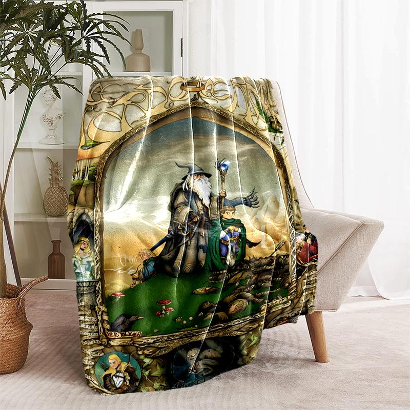 1pc Blanket The Lord of the Rings Print Design, Lightweight Blanket for Sofa, Bed- Soft &Warm, Gift for All Seasons like Christmas, Halloween