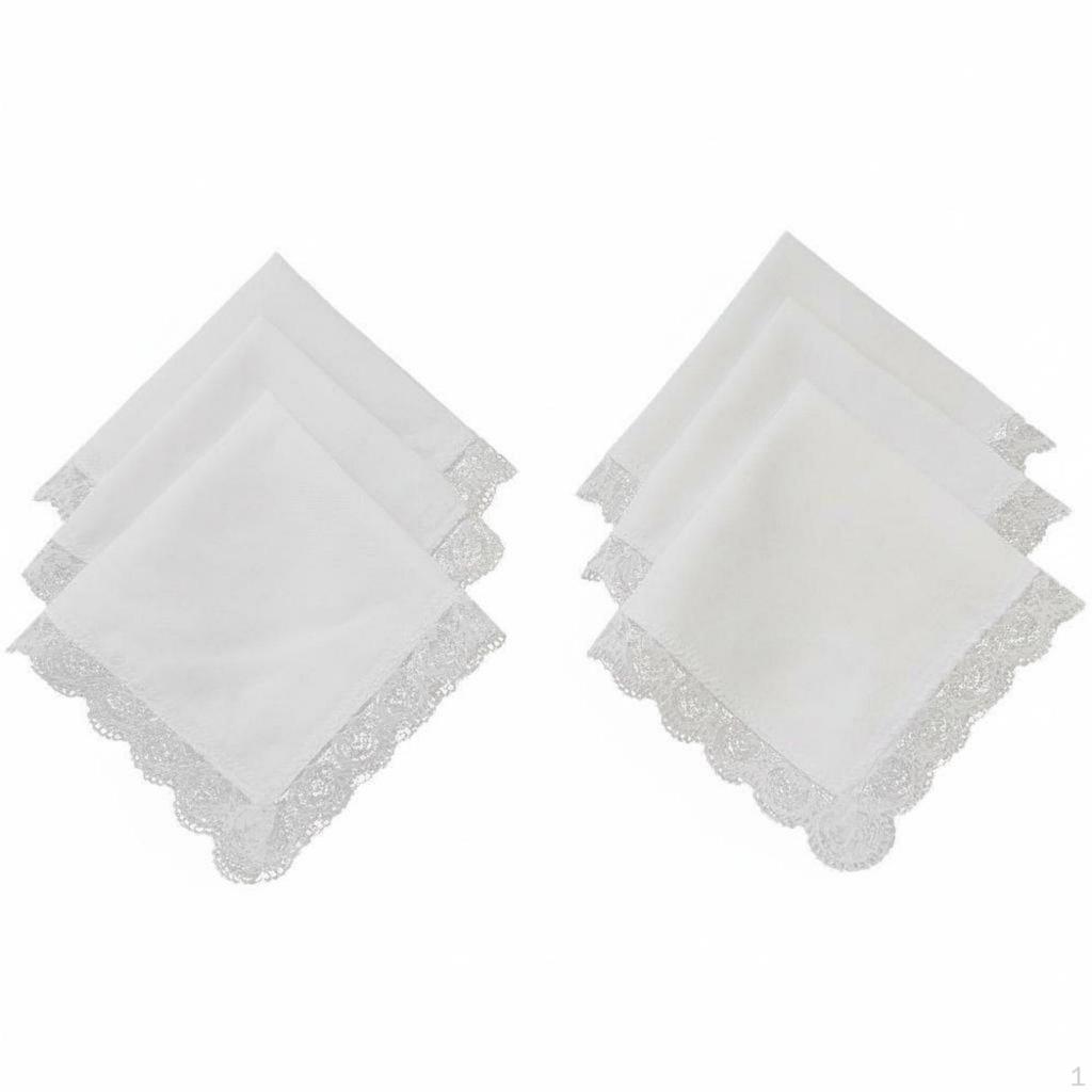 White Lace Handkerchief High Density Textile DIY Blank Elegant Hankie for