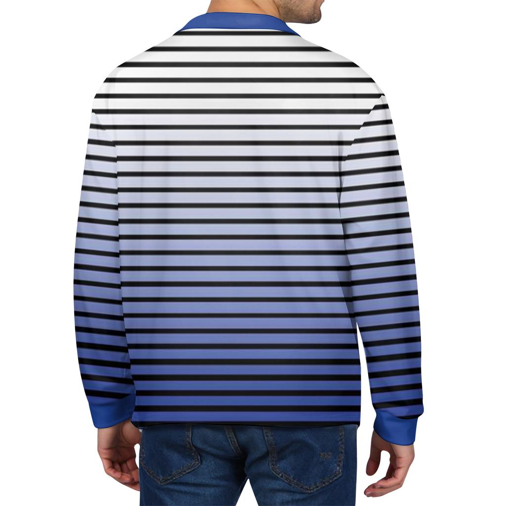Мужские повседневные топы с длинными рукавами на пуговицах с полосатым принтом