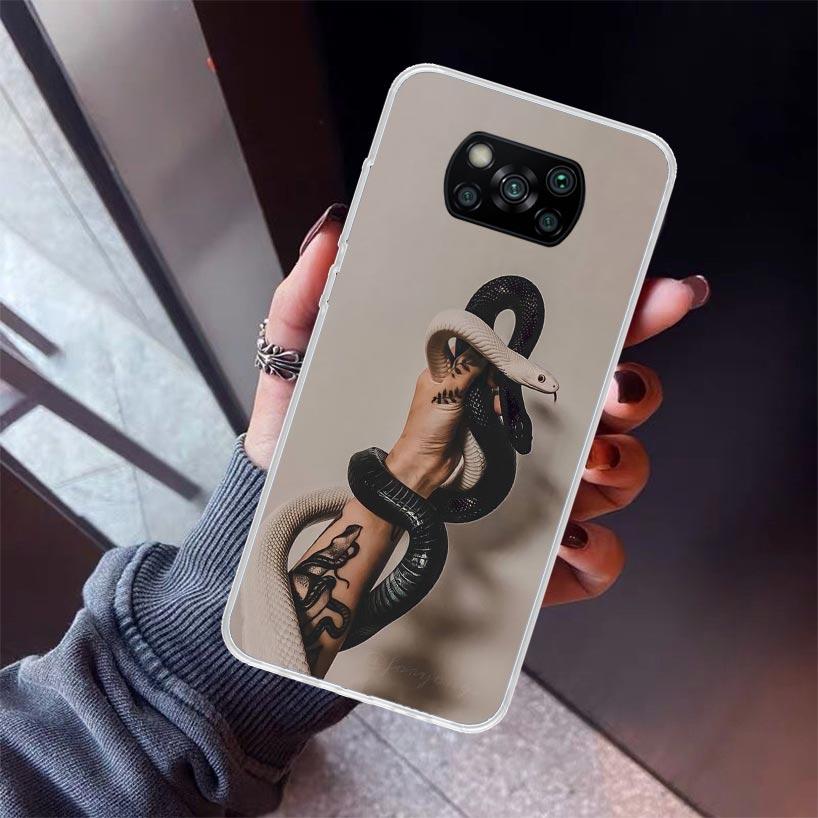 Чехол для телефона из натуральной кожи со змеиной чешуей для Xiaomi Poco X5 X6 X7 Pro F7 Ultra M7 Redmi 15C 15 13C 13 12C 12 10 10C 10A 9 9C 9T 9A
