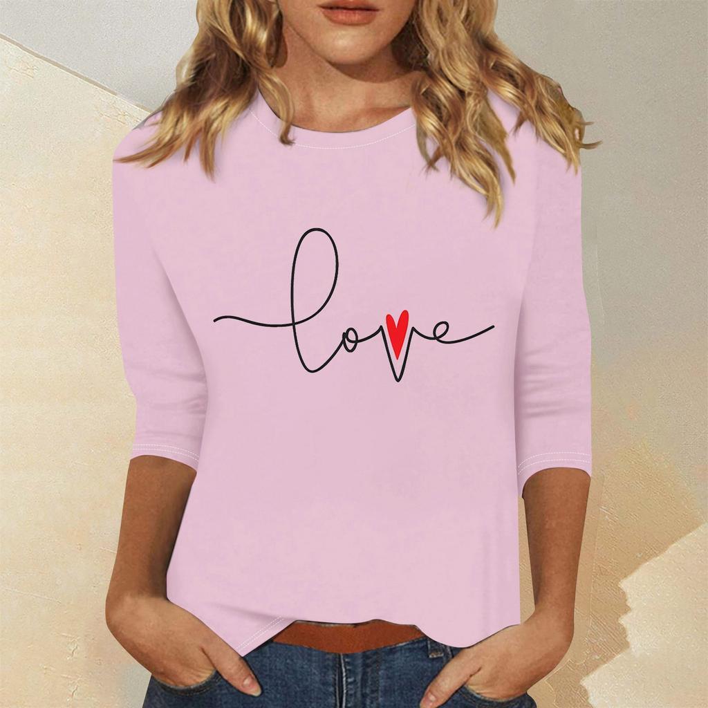 Женская мода повседневный свитер с семью рукавами и принтом ко Дню святого Валентина