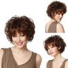 Short Wigs Women Natural Curly Wigs For Women Blonde Brown Hair Heat Resistant Fiber Synthetic Wig With Bangs For Daily Use Cosplay