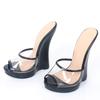 18CM High Wedges Sandals,Peep Toe Women's High Heels Summer Shoes,Man Cosplay Platform Slippers,PVC vamp,Black,Red,Custom Colors
