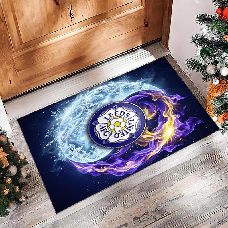Ковер из хрустального бархата с принтом футбольного клуба Leeds United, Удобный, Впитывающий влагу, Нескользящий, Для помещений