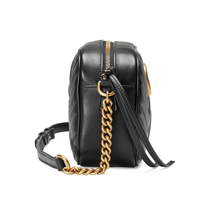 Gucci Черная кожаная сумка через плечо GG Marmont с стежкой «шеврон» для женщин, для повседневного использования