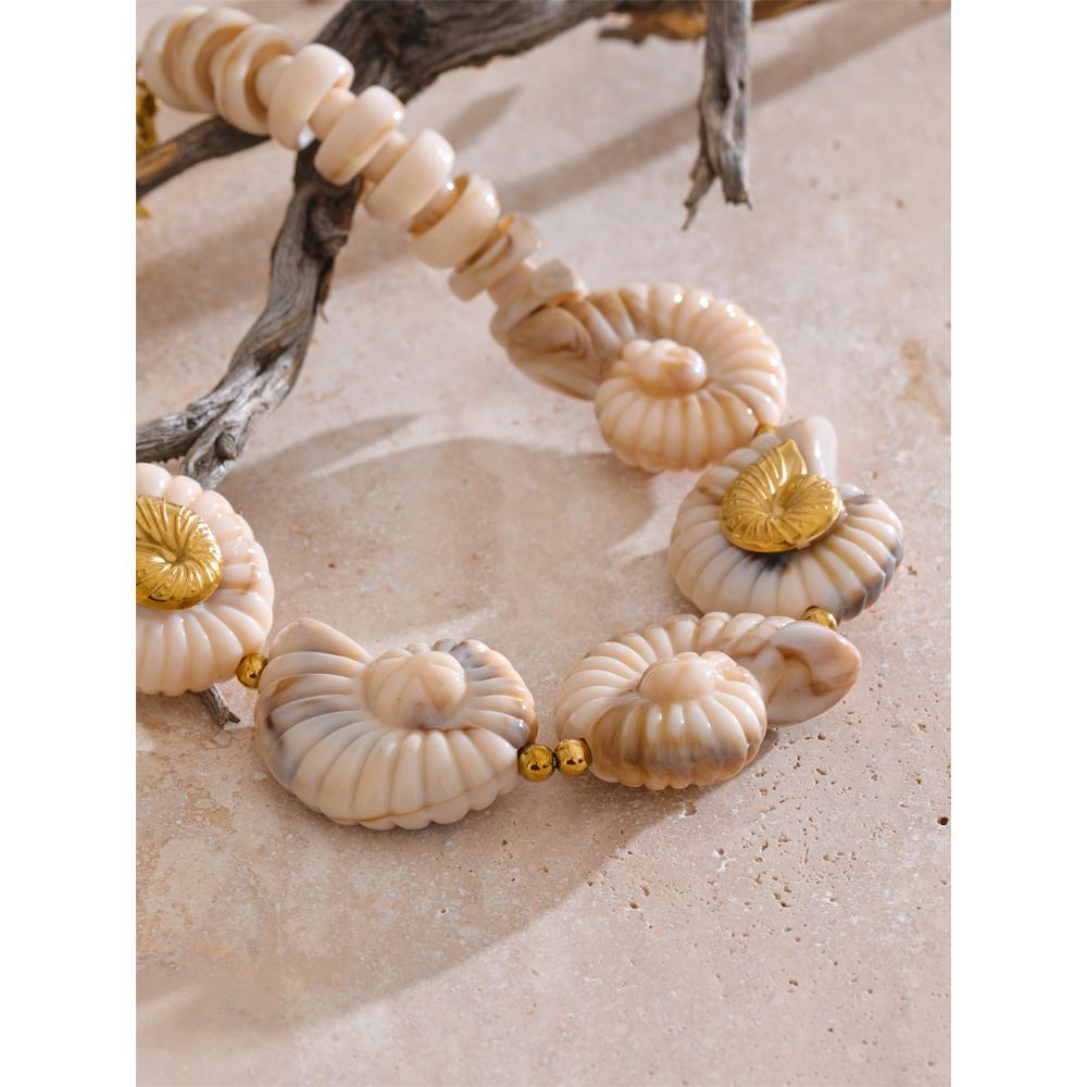 Eetit Ocean Style Resin Acrylic Conch Chain Necklace Summer Handmade Jewellery Stainless Steel Arrivals Fashion Jewelry