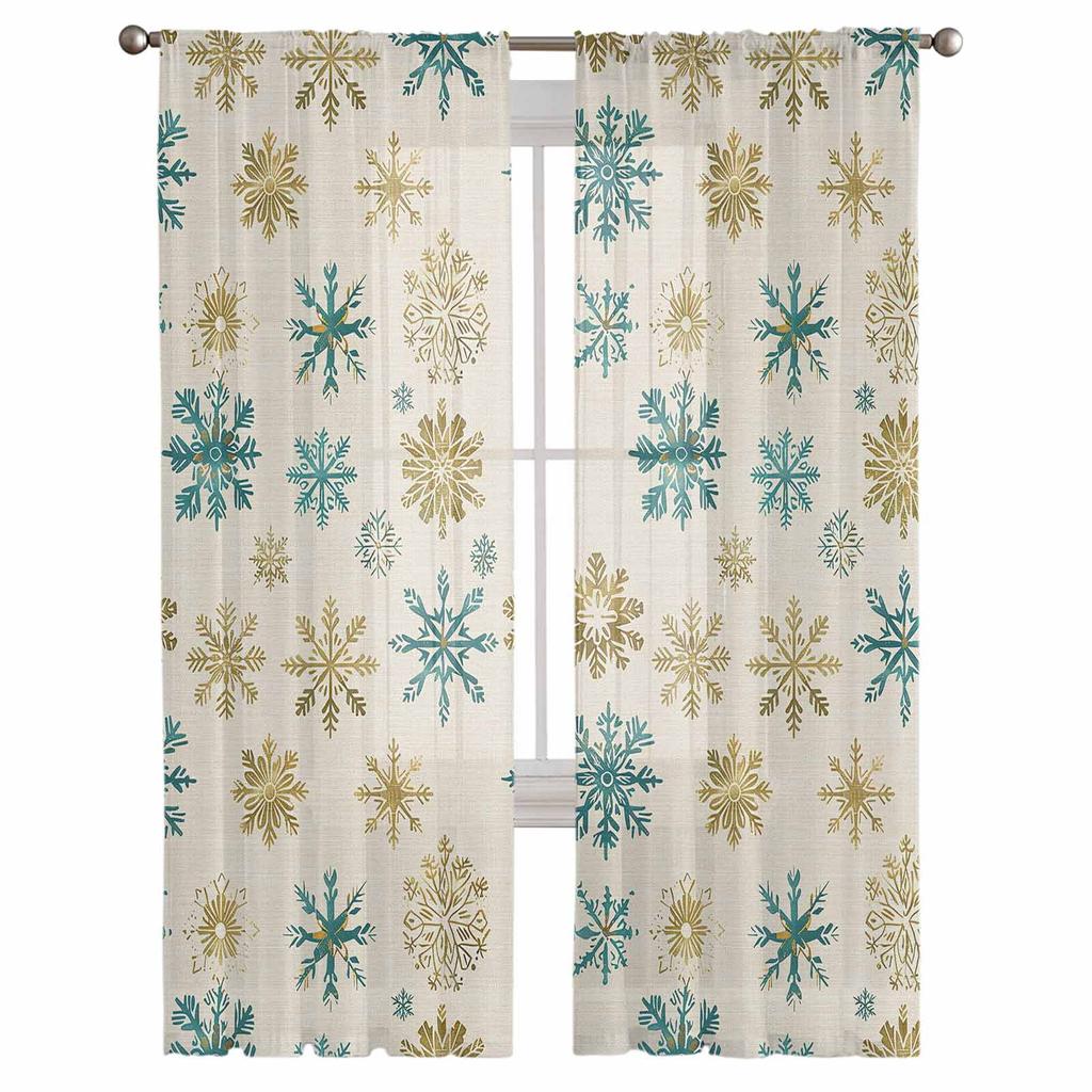 Рождественские буквы Снежинки Шторы для гостиной Спальня Домашнее украшение Окно Вуаль Тюль Шторы Шторы