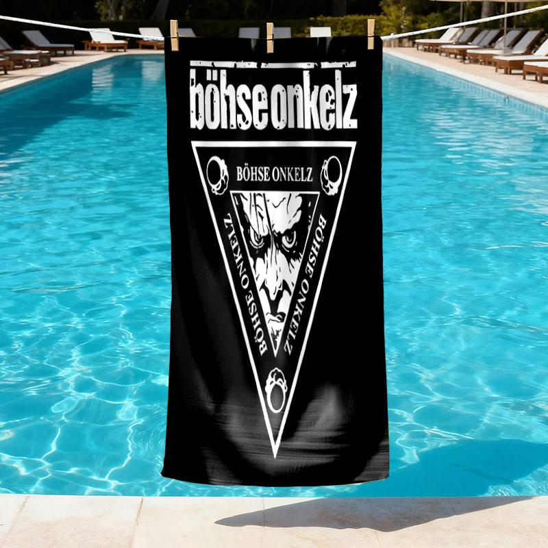 Bohse Onkelz Print Beach Towel Design, Soft, Lightweight. for Home Bathroom, Spa, Pool, Yoga, Surfing, Camping, Gift for Family, Friend