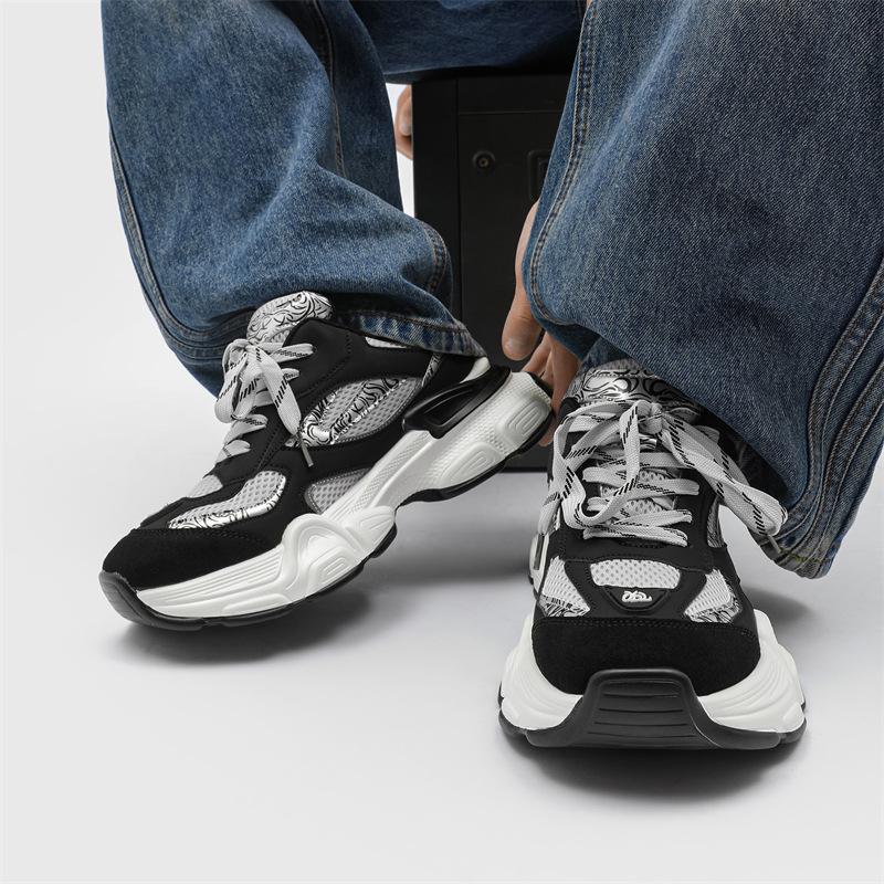 Весна и осень Новые пары сетчатые дышащие повседневные модные трендовые спортивные туфли Daddy на платформе в стиле ретро, увеличивающие рост, туфли для хлеба