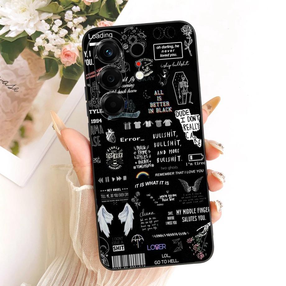 Soft Silicone Phone Case For Tecno Camon 50 Pro 4G Black Cat Cartoon Dragon Animals Pattern Bumper For Camon 50Pro CN5c Cover