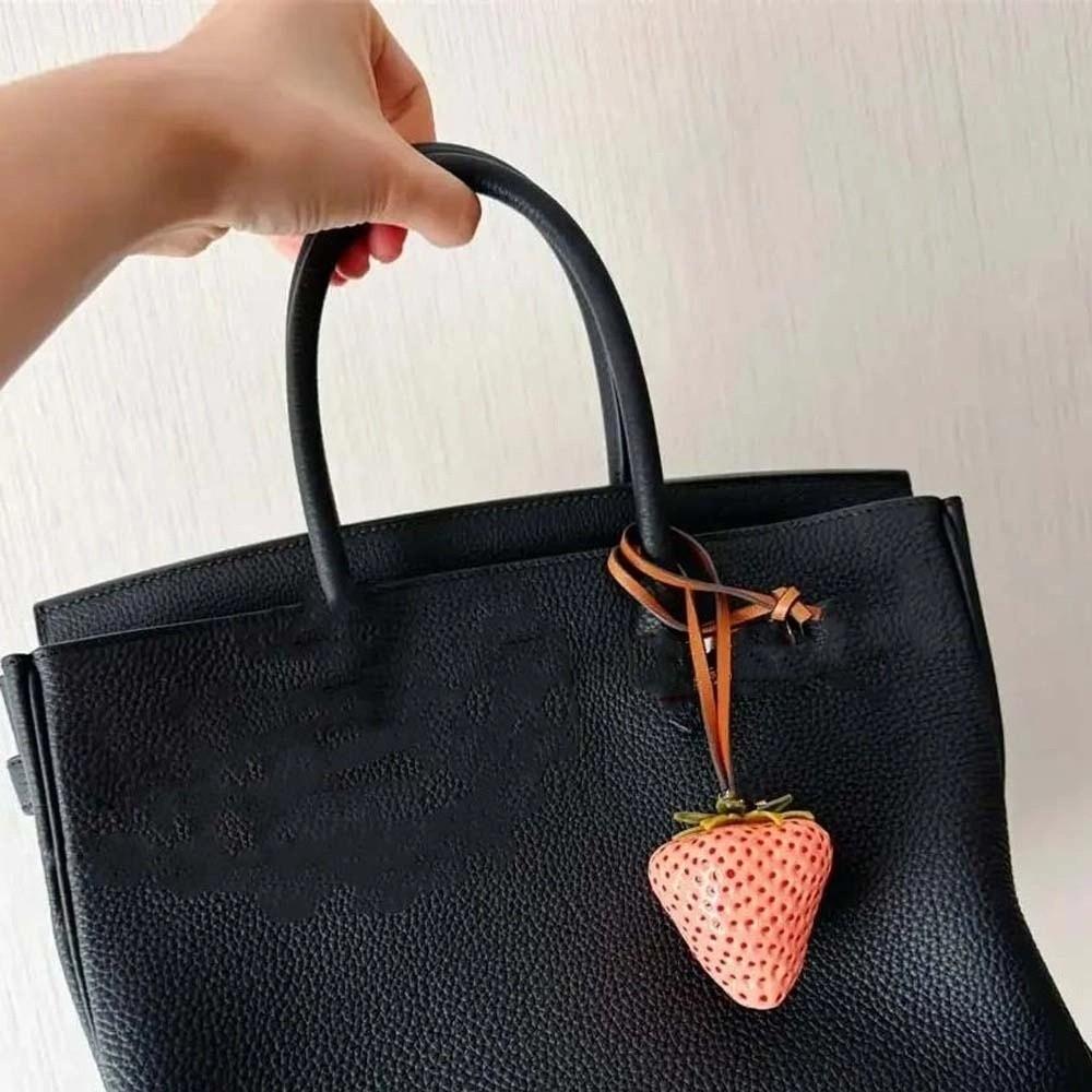 3D Versatile Bag Charm Waterproof Red Resin Fruit Pendant Keychain Strawberry Key Ring  Gift