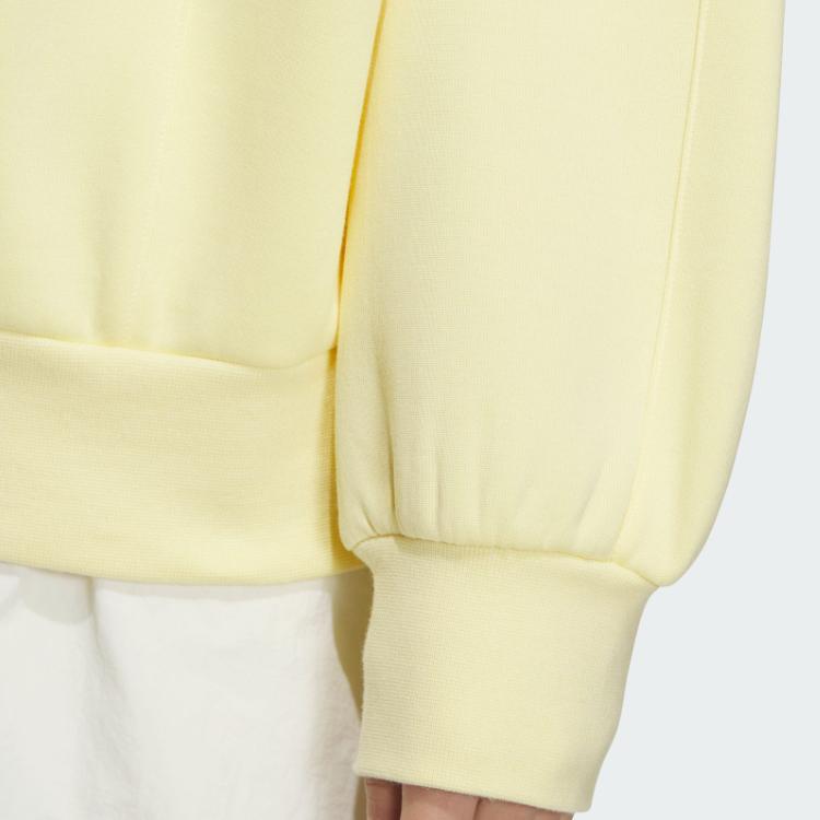 Adidas Свитшот с логотипом Doubleknit Crew с принтом логотипа, свободный, с длинным рукавом, женский свитшот, желтый JJ3569