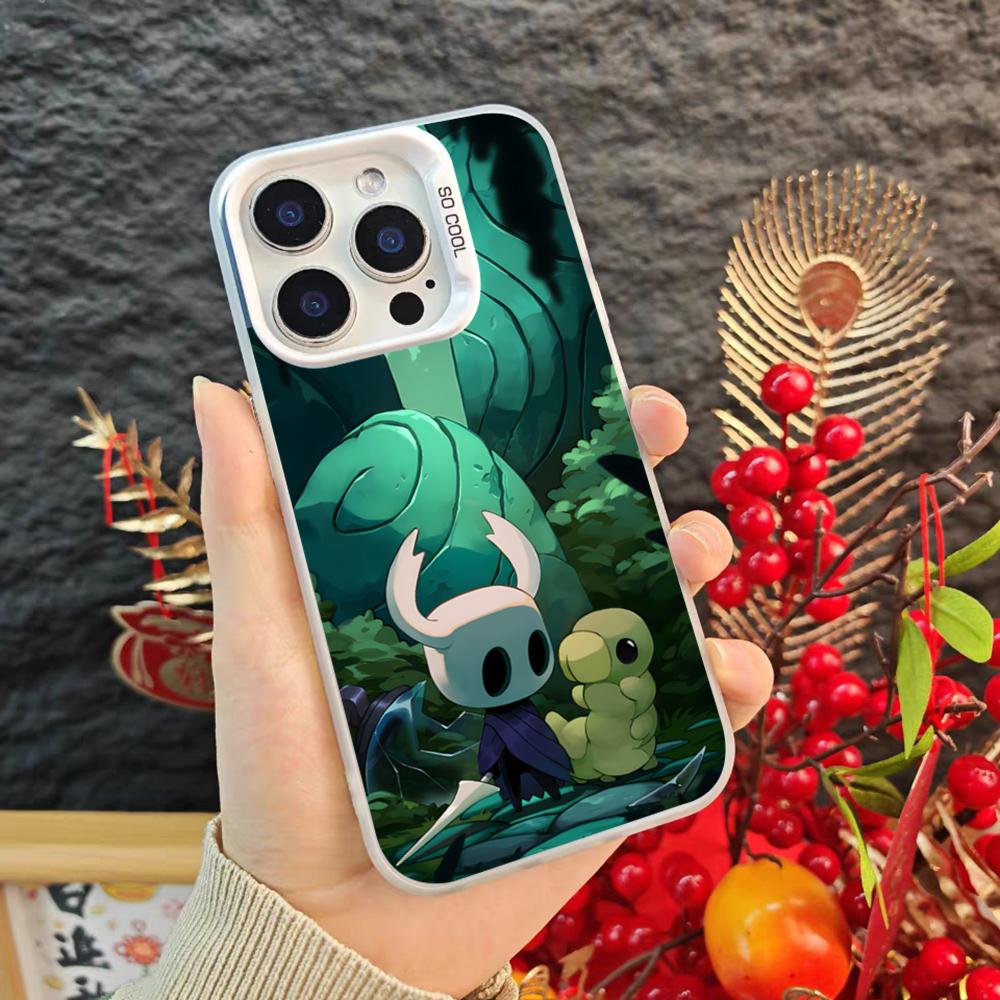 Мультяшный чехол для телефона H-Hollow Knight для iPhone 17 16 15 14 Pro Max Xr Air Plus Черный Серебристый Жесткий Чехол