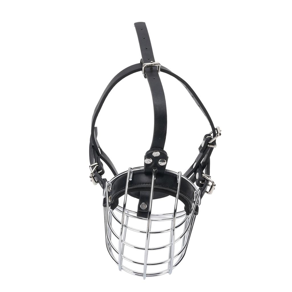 Намордники для собак для предотвращения укусов Металлический проволочный намордник-сетка для рта собаки с ремешками из ПУ кожи Дышащий безопасный намордник-клетка для